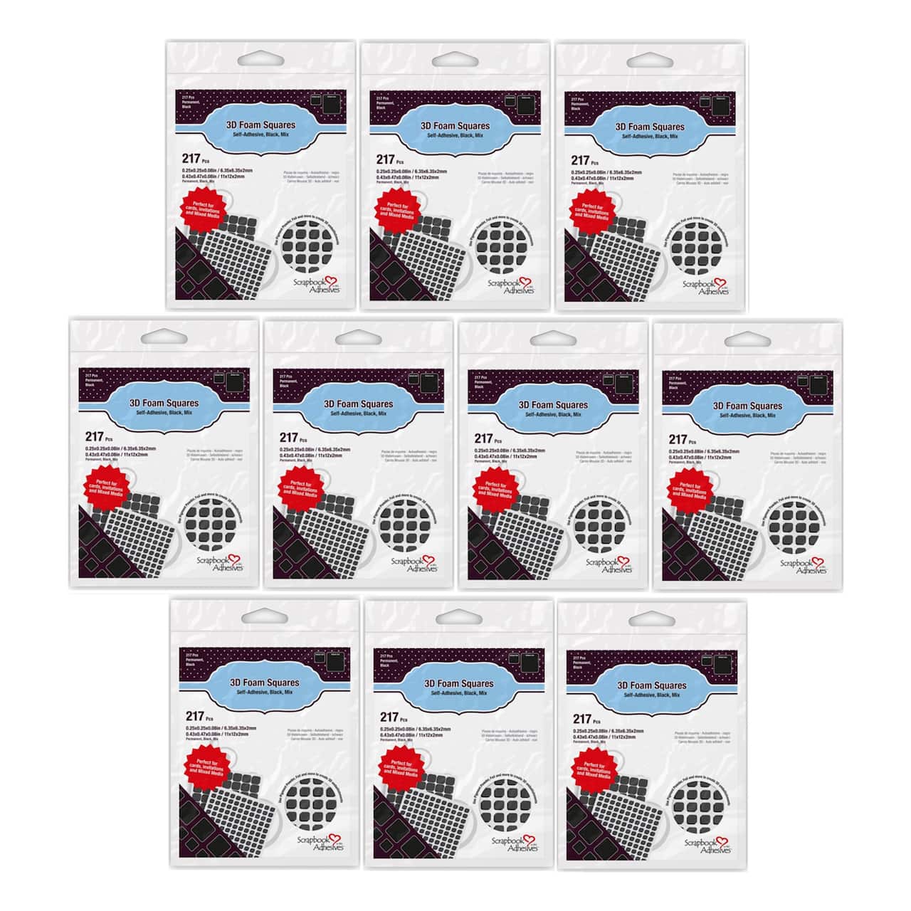 Scrapbook Adhesives by 3L® 2mm 3D Foam Square Packs, 10ct.